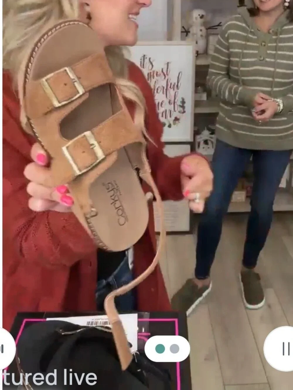 Corkys My 2 Cents Brown Tobacco Suede Cork Wedge Sandals with Buckles